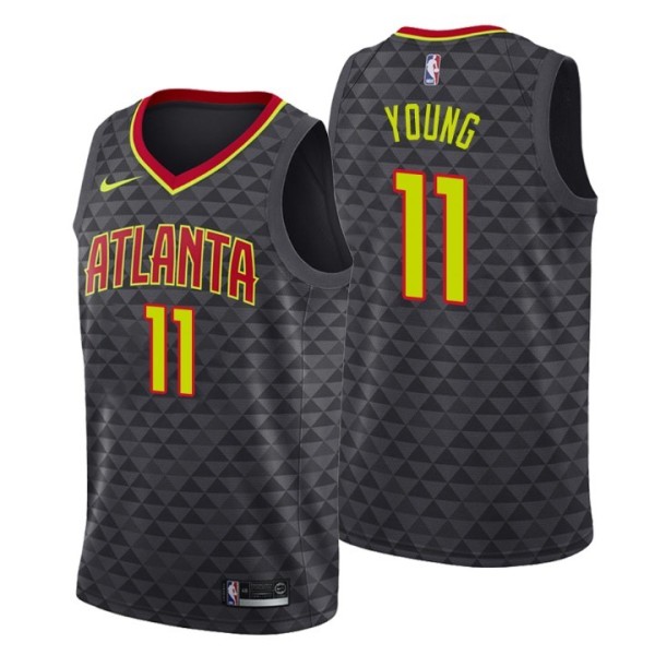 NBA Men Atlanta Hawks Black #11 YOUNG Jersey High Quality Name and Number Print