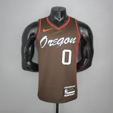 NBA New 2021 Portland Trail Blazers Brown #0 LILLARD Jersey High Quality Name and Number Print