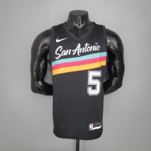 NBA Season 2021 Men San Antonio Spurs Black City #5 MURRAY Jersey High Quality Name and Number Print