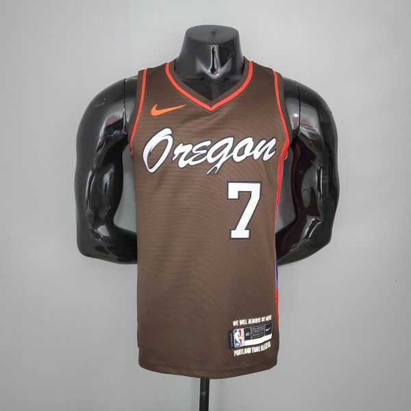 NBA New 2021 Portland Trail Blazers Brown #7 ROY Jersey High Quality Name and Number Print