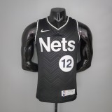 NBA Men New 2021 Brooklyn Nets Black Awarding Version #12 HARRIS Jersey High Quality Name and Number Print