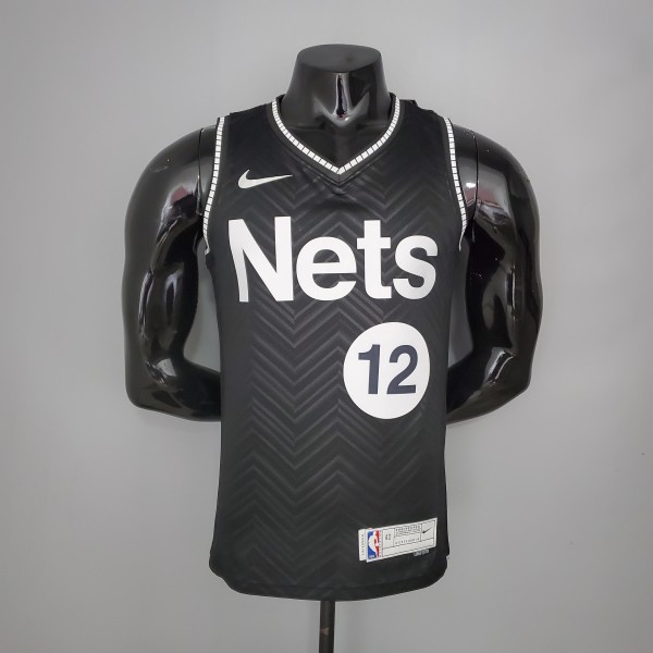 NBA Men New 2021 Brooklyn Nets Black Awarding Version #12 HARRIS Jersey High Quality Name and Number Print