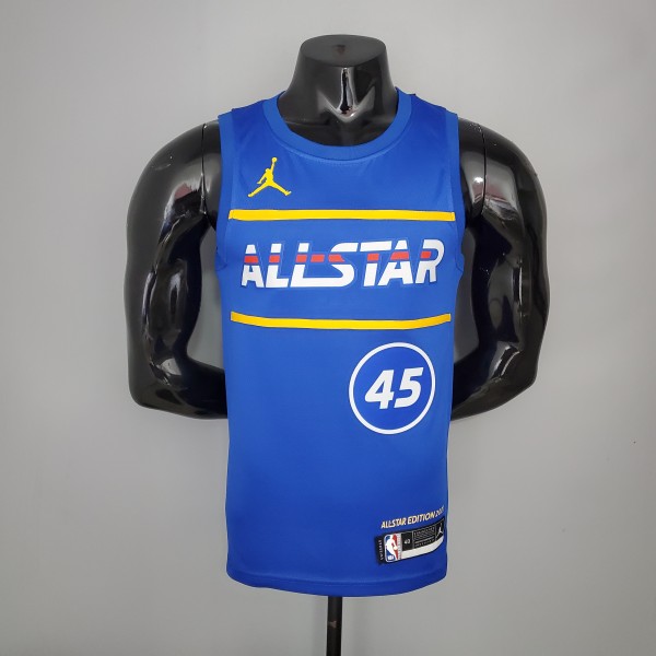 NBA Men 2021 All Star Jerseys Blue #45 MITCHELL Jersey High Quality Name and Number Print