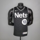 NBA Men New 2021 Brooklyn Nets Black Awarding Version #13 HARDEN Jersey High Quality Name and Number Print