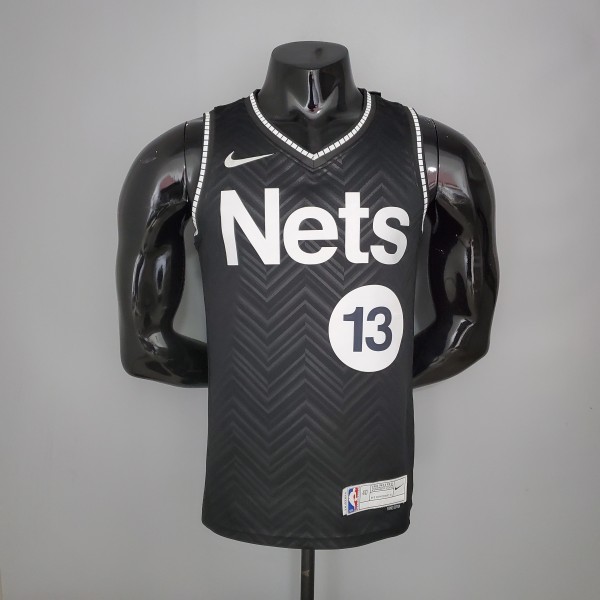 NBA Men New 2021 Brooklyn Nets Black Awarding Version #13 HARDEN Jersey High Quality Name and Number Print