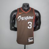 NBA New 2021 Portland Trail Blazers Brown #3 McCOLLUM Jersey High Quality Name and Number Print
