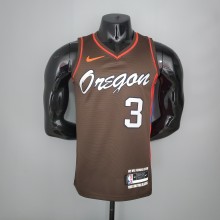 NBA New 2021 Portland Trail Blazers Brown #3 McCOLLUM Jersey High Quality Name and Number Print