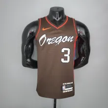 NBA New 2021 Portland Trail Blazers Brown #3 McCOLLUM Jersey High Quality Name and Number Print