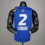 NBA Men 2021 All Star Jerseys Blue #2 LEONARD Jersey High Quality Name and Number Print