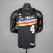 NBA Season 2021 Men San Antonio Spurs Black City #4 WHITE Jersey High Quality Name and Number Print
