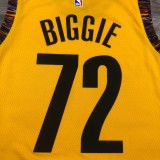 NBA Men Brooklyn Nets Yellow #72 BIGGIE Jersey High Quality Name and Number Print