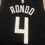 NBA Men Season 2021 Los Angeles Clippers Black City #4 RONDO Jersey with Jordan Logo High Quality Name and Number Print