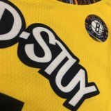 NBA Men Brooklyn Nets Yellow #7 DURANT Jersey High Quality Name and Number Print