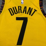 NBA Men Brooklyn Nets Yellow #7 DURANT Jersey High Quality Name and Number Print