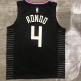 NBA Men Season 2021 Los Angeles Clippers Black City #4 RONDO Jersey with Jordan Logo High Quality Name and Number Print