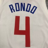 NBA Men Los Angeles Clippers White #4 RONDO Jersey High Quality Name and Number Print