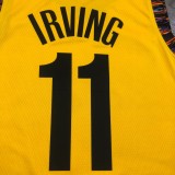 NBA Men Brooklyn Nets Yellow #11 IRVING Jersey High Quality Name and Number Print