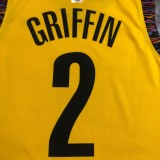 NBA Men Brooklyn Nets Yellow #2 GRIFFIN Jersey High Quality Name and Number Print