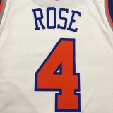 NBA Men New York Knicks White #4 ROSE Jersey High Quality Name and Number Print