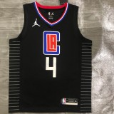 NBA Men Season 2021 Los Angeles Clippers Black City #4 RONDO Jersey with Jordan Logo High Quality Name and Number Print