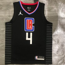 NBA Men Season 2021 Los Angeles Clippers Black City #4 RONDO Jersey with Jordan Logo High Quality Name and Number Print
