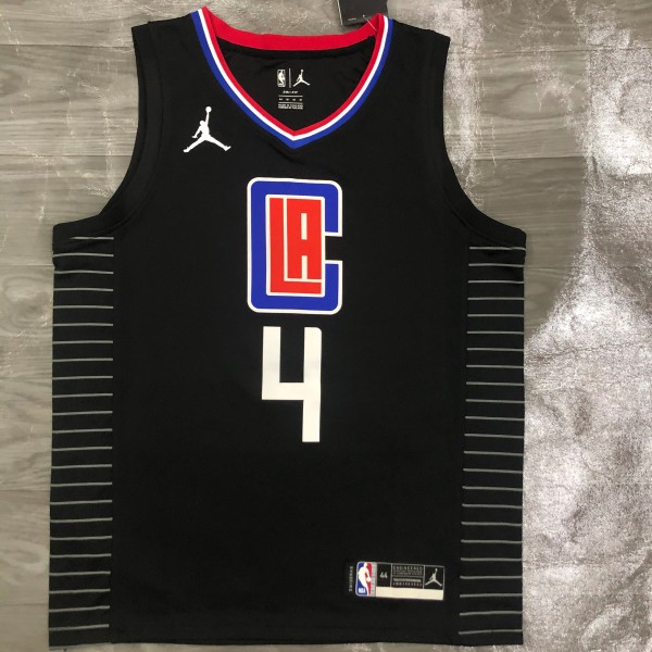 NBA Men Season 2021 Los Angeles Clippers Black City #4 RONDO Jersey with Jordan Logo High Quality Name and Number Print