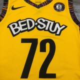 NBA Men Brooklyn Nets Yellow #72 BIGGIE Jersey High Quality Name and Number Print