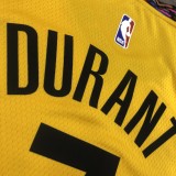 NBA Men Brooklyn Nets Yellow #7 DURANT Jersey High Quality Name and Number Print