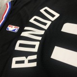 NBA Men Season 2021 Los Angeles Clippers Black City #4 RONDO Jersey with Jordan Logo High Quality Name and Number Print