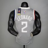 NBA Season 2021 Men Los Angeles Clippers Grey Awarding Version #2 LEONARD Jersey High Quality Name and Number Print
