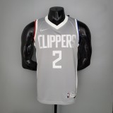 NBA Season 2021 Men Los Angeles Clippers Grey Awarding Version #2 LEONARD Jersey High Quality Name and Number Print