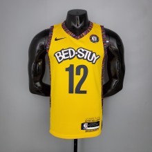 NBA Men Brooklyn Nets Yellow #12 HARRIS Jersey High Quality Name and Number Print