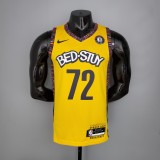 NBA Men Brooklyn Nets Yellow #72 BIGGIE Jersey High Quality Name and Number Print
