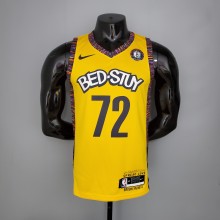 NBA Men Brooklyn Nets Yellow #72 BIGGIE Jersey High Quality Name and Number Print