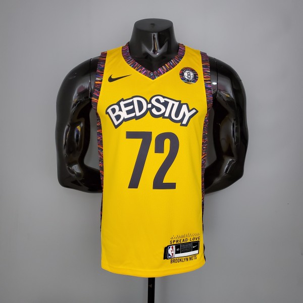 NBA Men Brooklyn Nets Yellow #72 BIGGIE Jersey High Quality Name and Number Print