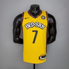 NBA Men Brooklyn Nets Yellow #7 DURANT Jersey High Quality Name and Number Print