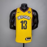 NBA Men Brooklyn Nets Yellow #13 HARDEN Jersey High Quality Name and Number Print