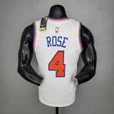 NBA Men New York Knicks White #4 ROSE Jersey High Quality Name and Number Print