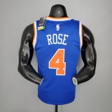 NBA Men New York Knicks Blue #4 ROSE Jersey High Quality Name and Number Print