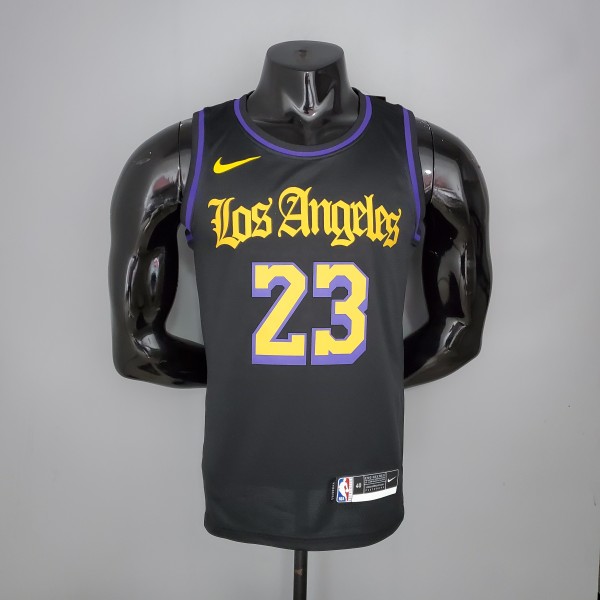 2021 James#23 Los Angeles Lakers Black Latin Black NBA Jersey High Quality Name and Number Print