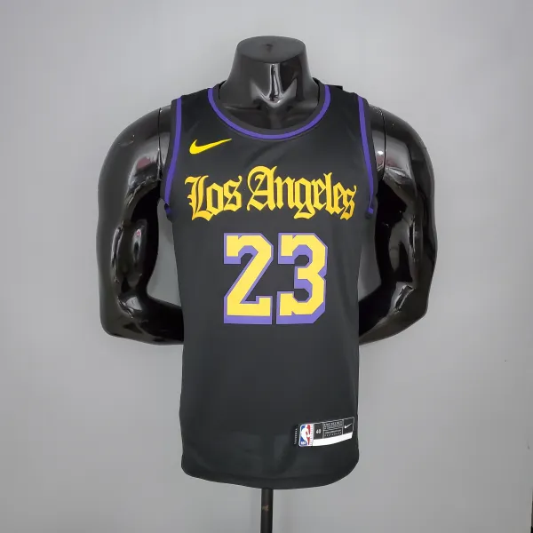 2021 James#23 Los Angeles Lakers Black Latin Black NBA Jersey High Quality Name and Number Print
