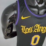 2021  KUZMA#0 Los Angeles Lakers Black Latin Black NBA Jersey High Quality Name and Number Print