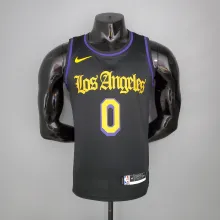 2021  KUZMA#0 Los Angeles Lakers Black Latin Black NBA Jersey High Quality Name and Number Print