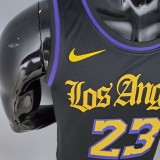 2021 James#23 Los Angeles Lakers Black Latin Black NBA Jersey High Quality Name and Number Print