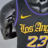 2021 James#23 Los Angeles Lakers Black Latin Black NBA Jersey High Quality Name and Number Print