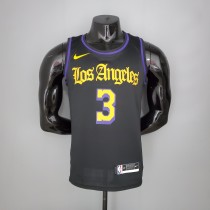 2021 DAVIS#3 Los Angeles Lakers Black Latin Black NBA Jersey High Quality Name and Number Print