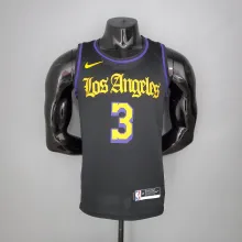 2021 DAVIS#3 Los Angeles Lakers Black Latin Black NBA Jersey High Quality Name and Number Print