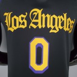 2021  KUZMA#0 Los Angeles Lakers Black Latin Black NBA Jersey High Quality Name and Number Print