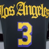 2021 DAVIS#3 Los Angeles Lakers Black Latin Black NBA Jersey High Quality Name and Number Print