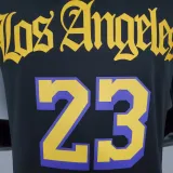 2021 James#23 Los Angeles Lakers Black Latin Black NBA Jersey High Quality Name and Number Print